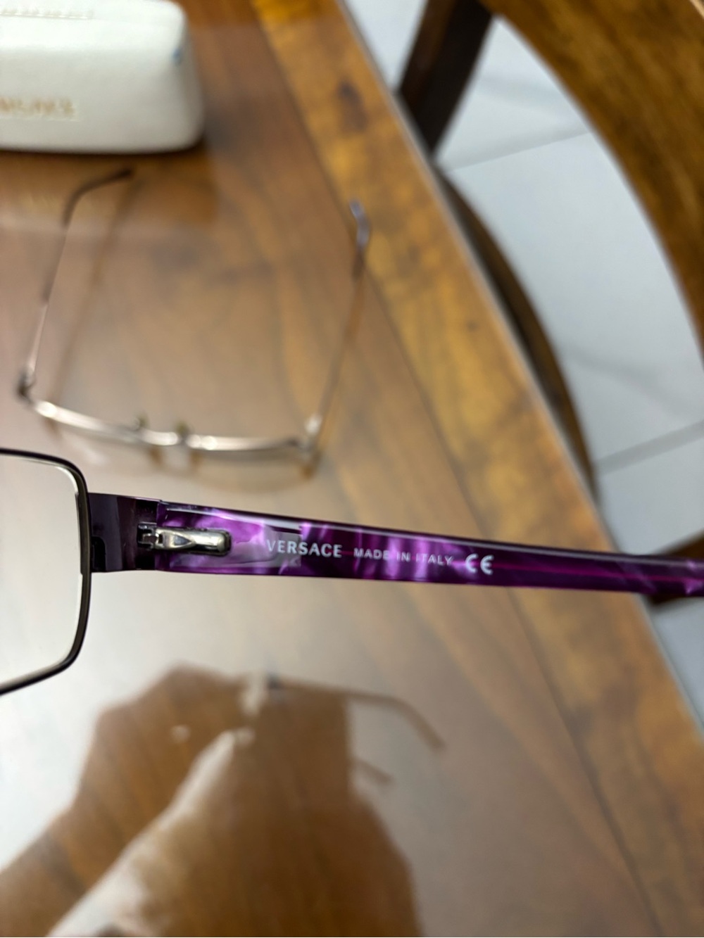Authentic Versace Purple Tortoiseshell Temple Rectangular Eyeglass Frames
